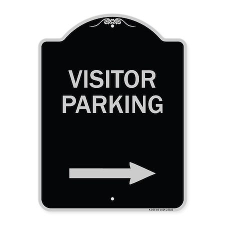Signmission Reserved Parking Visitor Parking Arrow Pointing Right Heavy-Gauge Alum, 24" x 18", BS-1824-23023 A-DES-BS-1824-23023